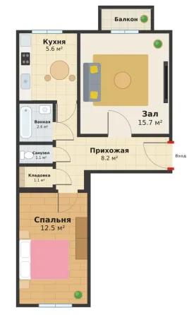 2-комн. квартира, 47,5 м² · Донецк, Петровский район · фото 1